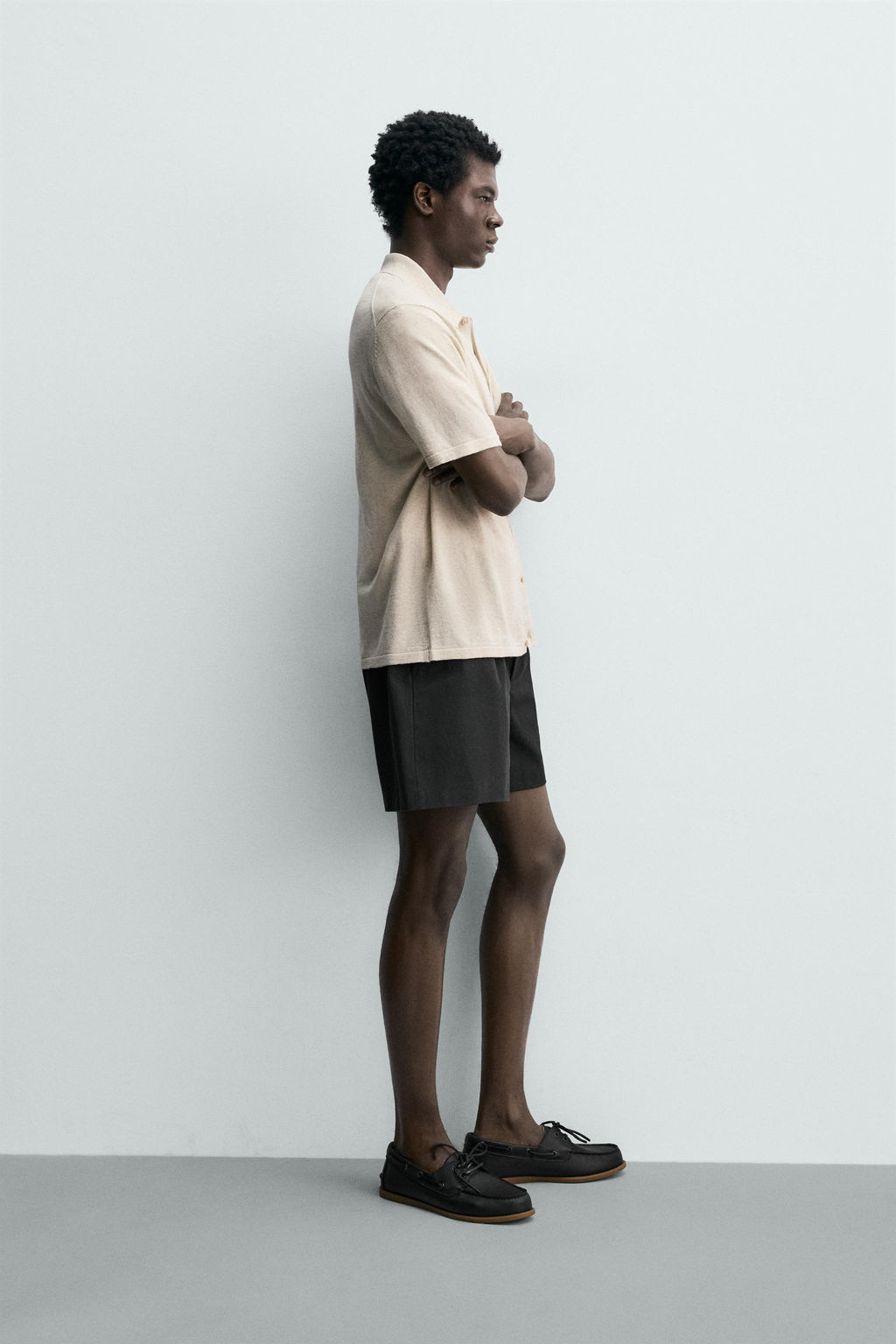 CAMISA PUNTO ALGOD?N - LINO / tostado - Zara фото 4