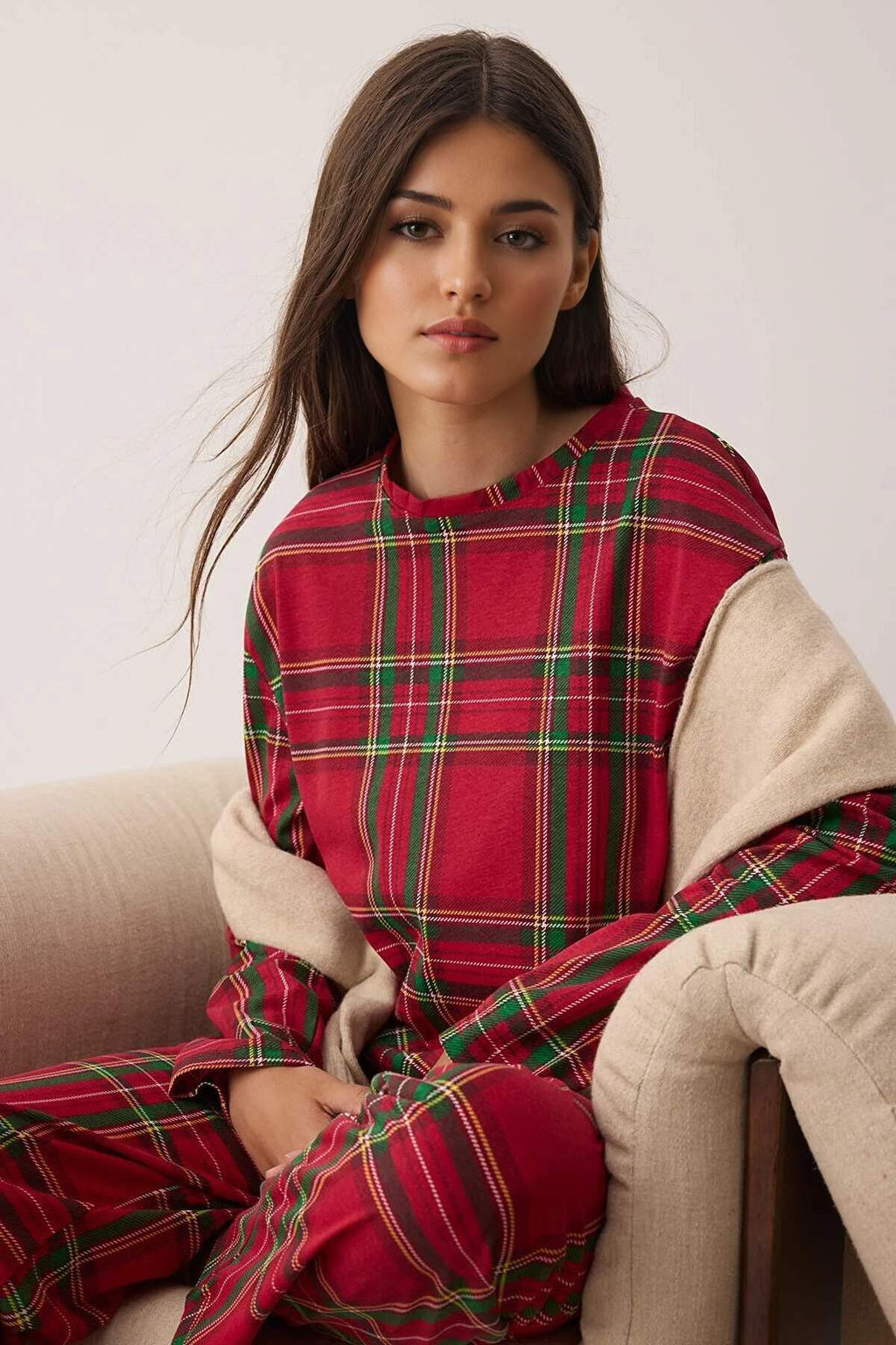 K?rm?z? Ekoseli Orme Pijama Tak?m? THMAW26PT00046