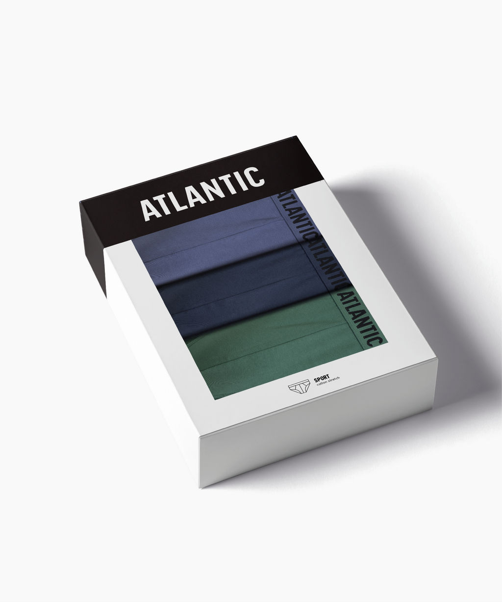 ATLANTIC 3MP-094 Трусы спорт Solid - набор (3 шт.) светлый деним + индиго + темно-зеленый  фото 7