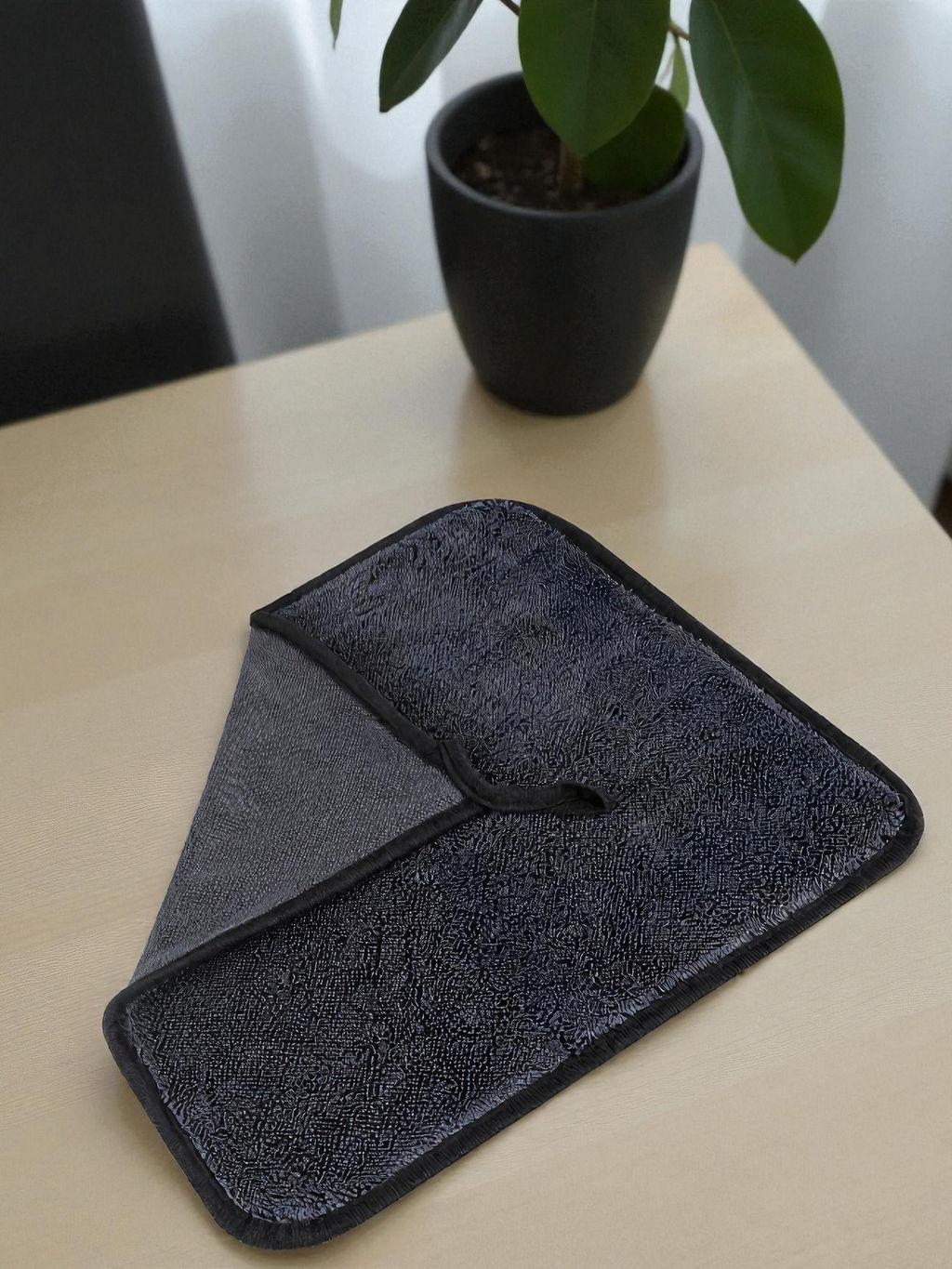 Салфетка из микрофибры двухсторонняя (гладкая+ворс) 30х30см, 500 гp/м2, темно-серый 109829 /MALLONY/  фото 4