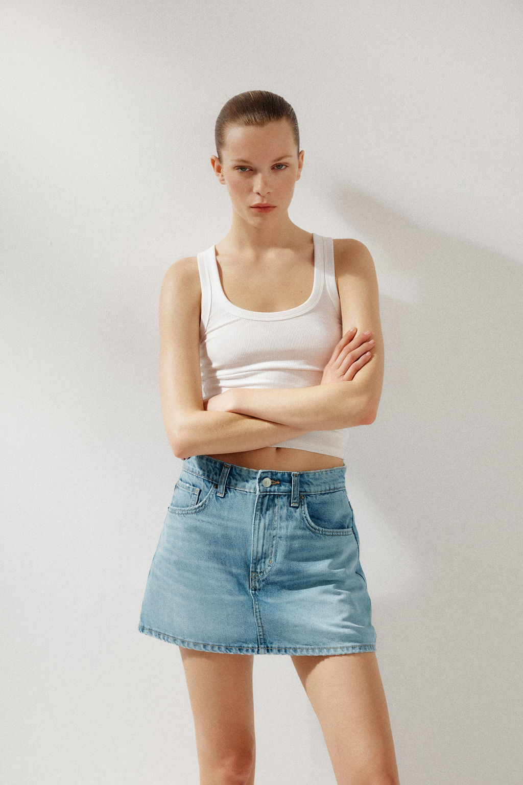 TRF DENIM SKORT - Zara фото 11