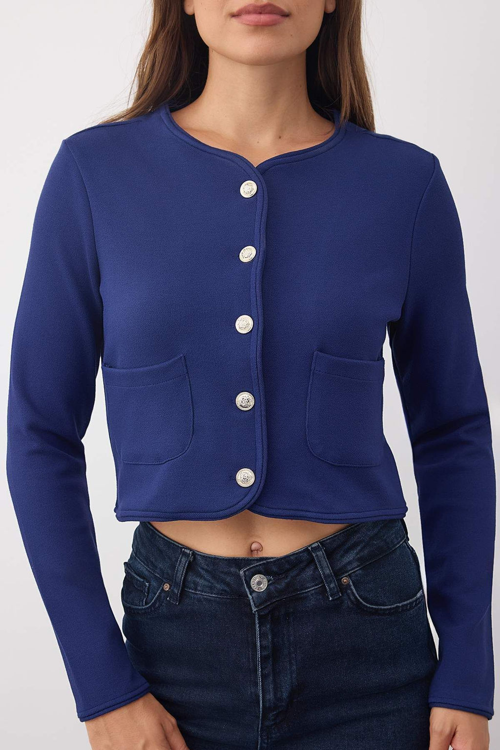 Wardrobe Essentials Ekru Dugme ve Cep Detayl? Orme Ceket | TWOAW26CE00000 - Trendyolmilla фото 7