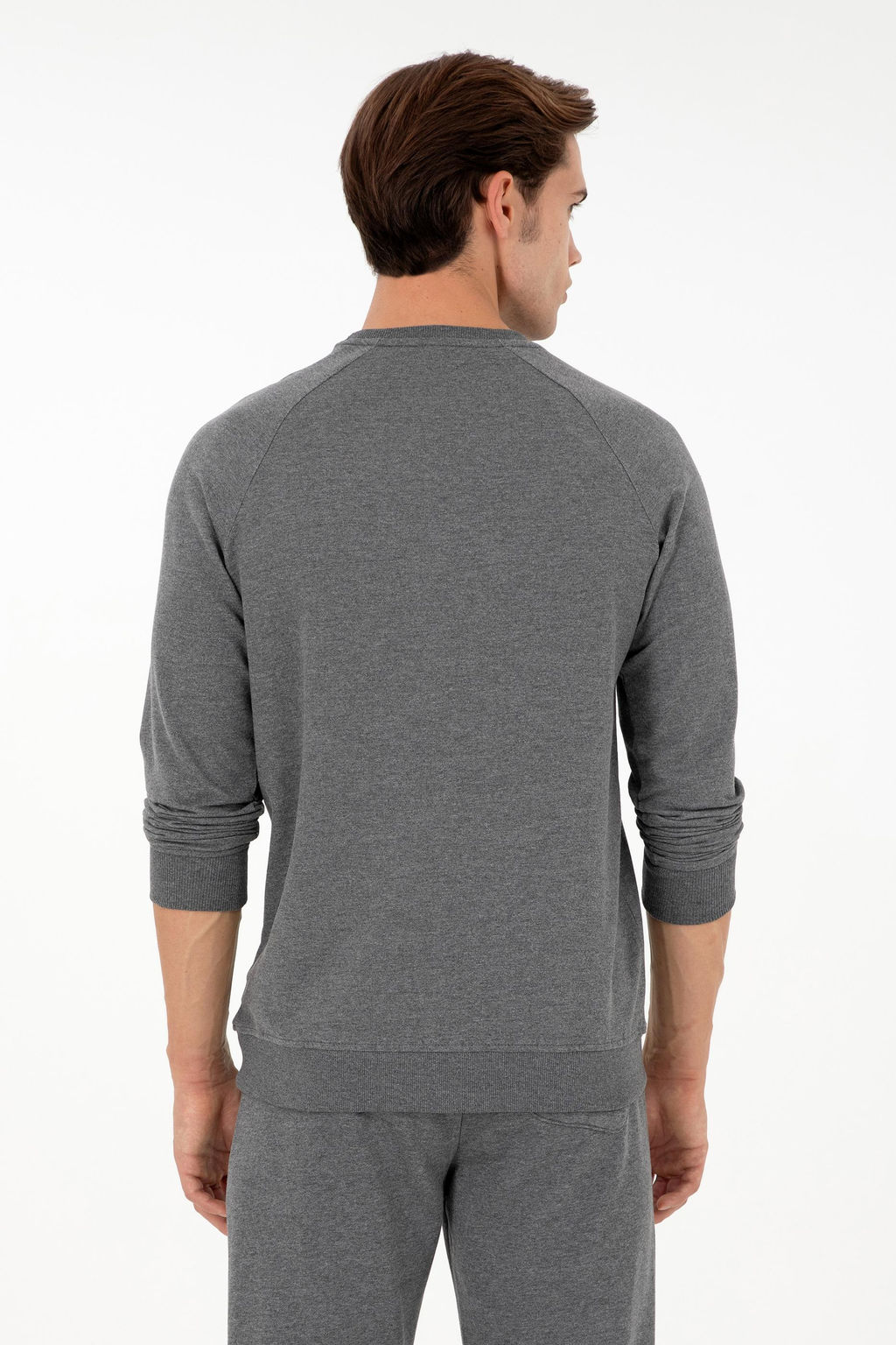 Erkek Antrasit Melanj Basic Sweatshirt