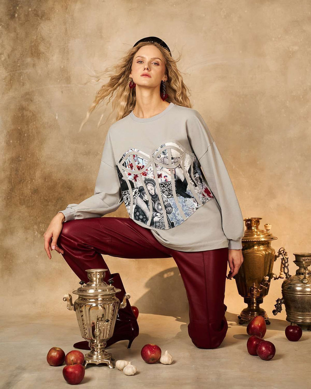 Свитшот с принтованным корсетом 95% хлопок, 5% лайкра - Sahar art lab фото 10