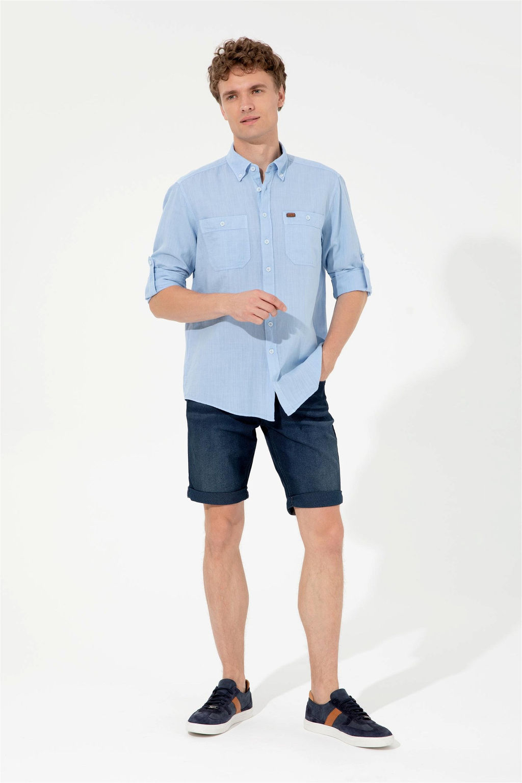 U. S. Polo Assn Мужская синяя рубашка с длинным рукавом - U.s. polo assn фото 11