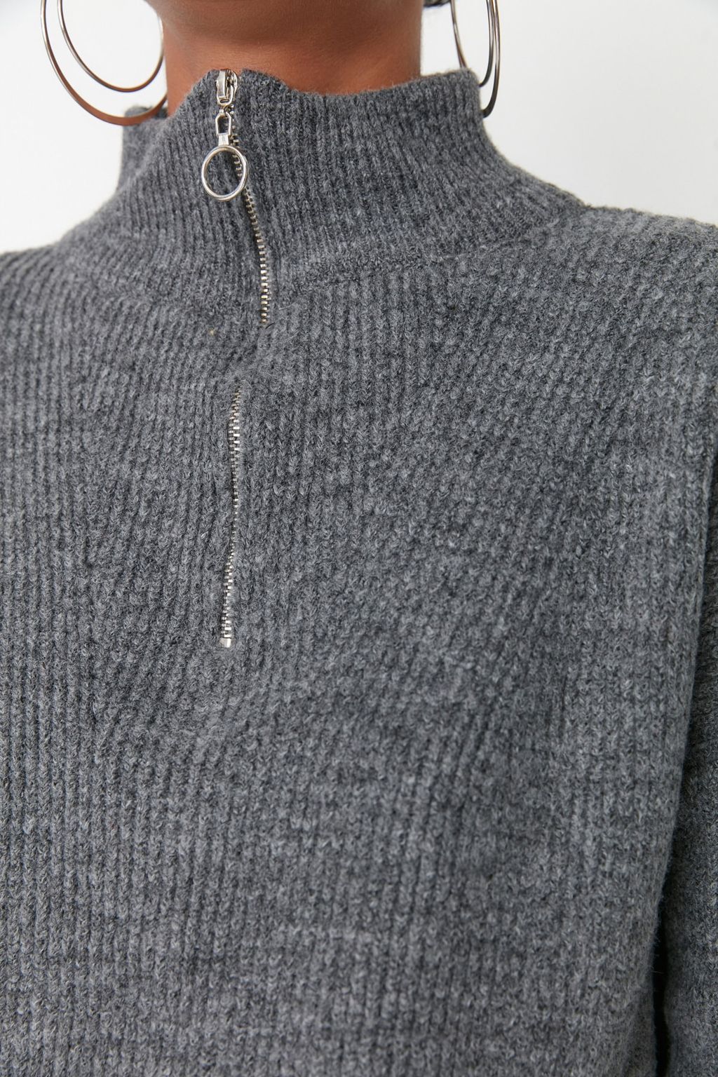 Antrasit Couple Yumusak Dokulu Fermuarl? Triko Kazak TWOAW20XS0009 - Trendyolmilla фото 5