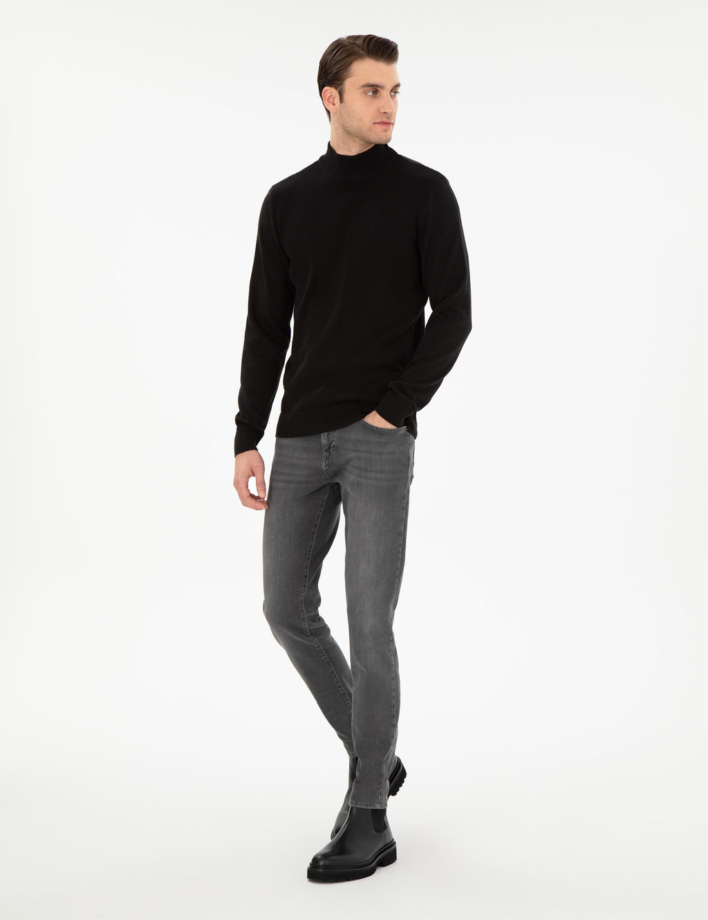 Siyah Slim Fit Kazak - Pierre cardin фото 4