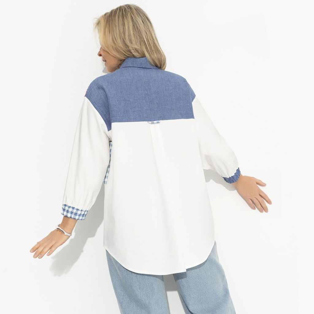 Рубашка комбинированная, Жемчужина образа (white) - Charutti фото 11