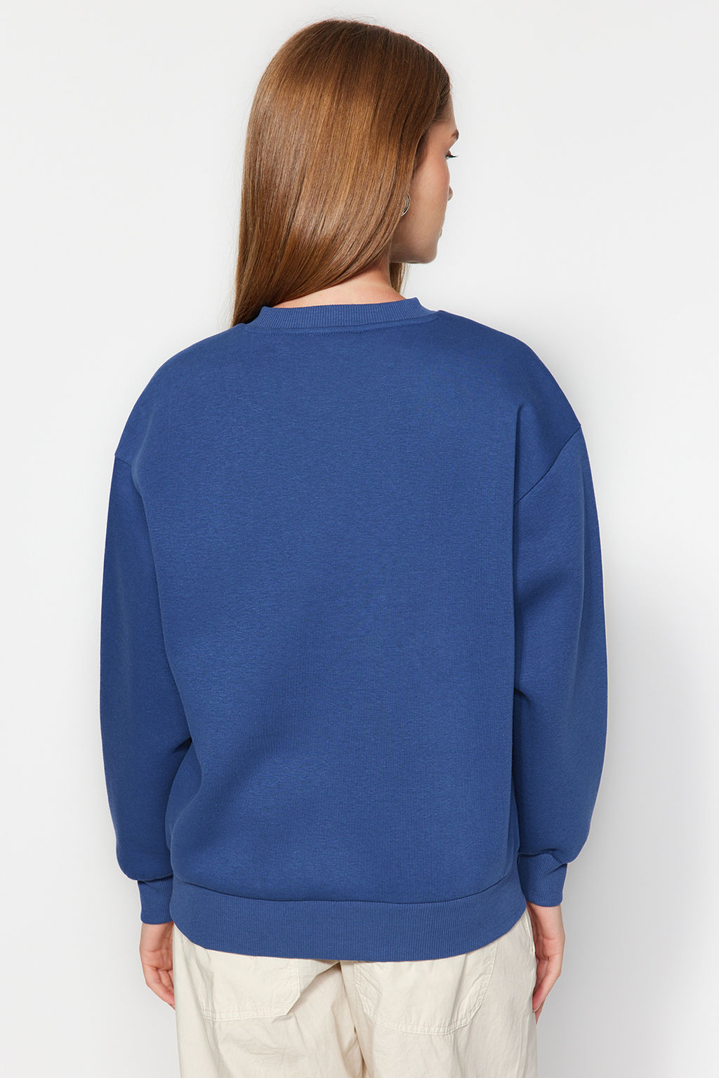 Indigo Kal?n Ici Polarl? Regular/Normal Kal?p Bisiklet Yaka Basic Orme Sweatshirt TWOAW24SW00101