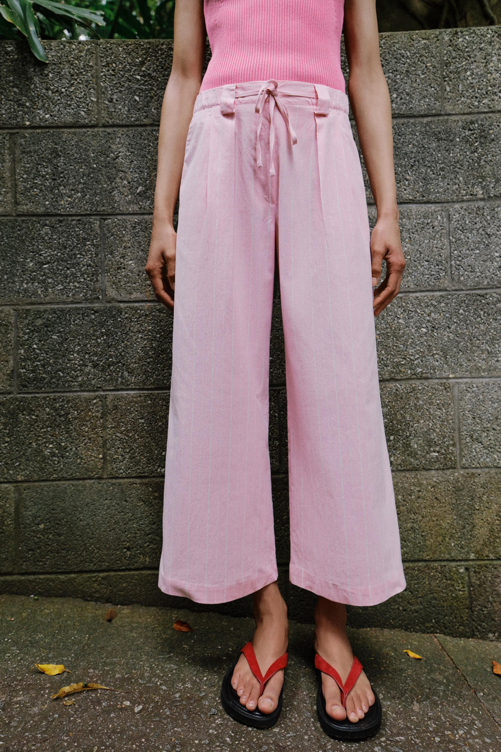 PANTAL?N CULOTTE RAYAS / Rosa / Blanco - Zara фото 2
