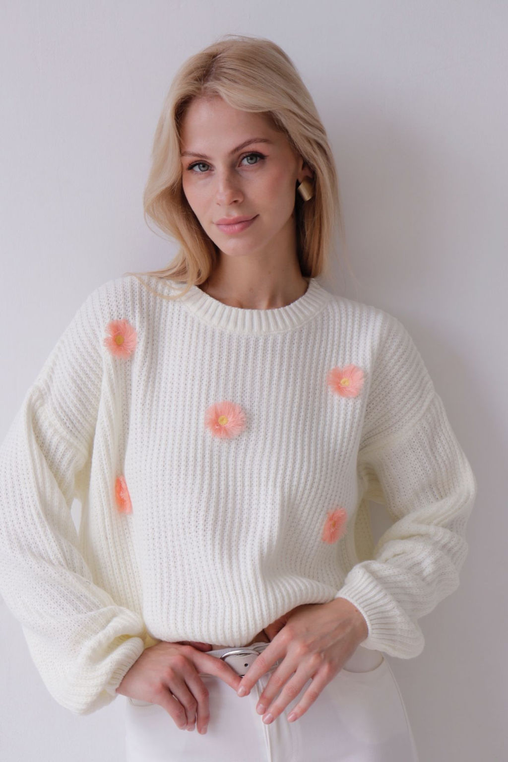 9837 Джемпер белый с цветами - Martichelli фото 26