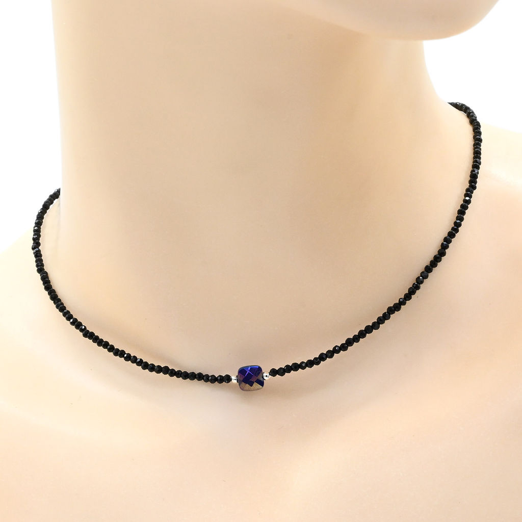 Чокер из шпинели шарик граненый 2мм с подвеской из циркона, 38см Радуга камня  фото 12