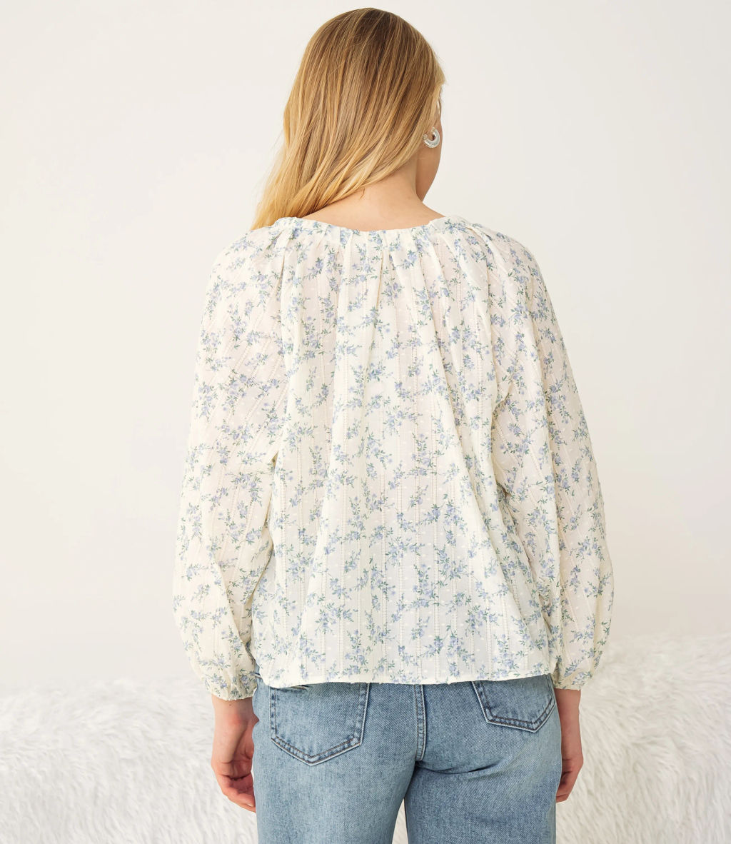 Блуза #КТ197 (1)-2, голубой, кремовый - Dommod фото 3