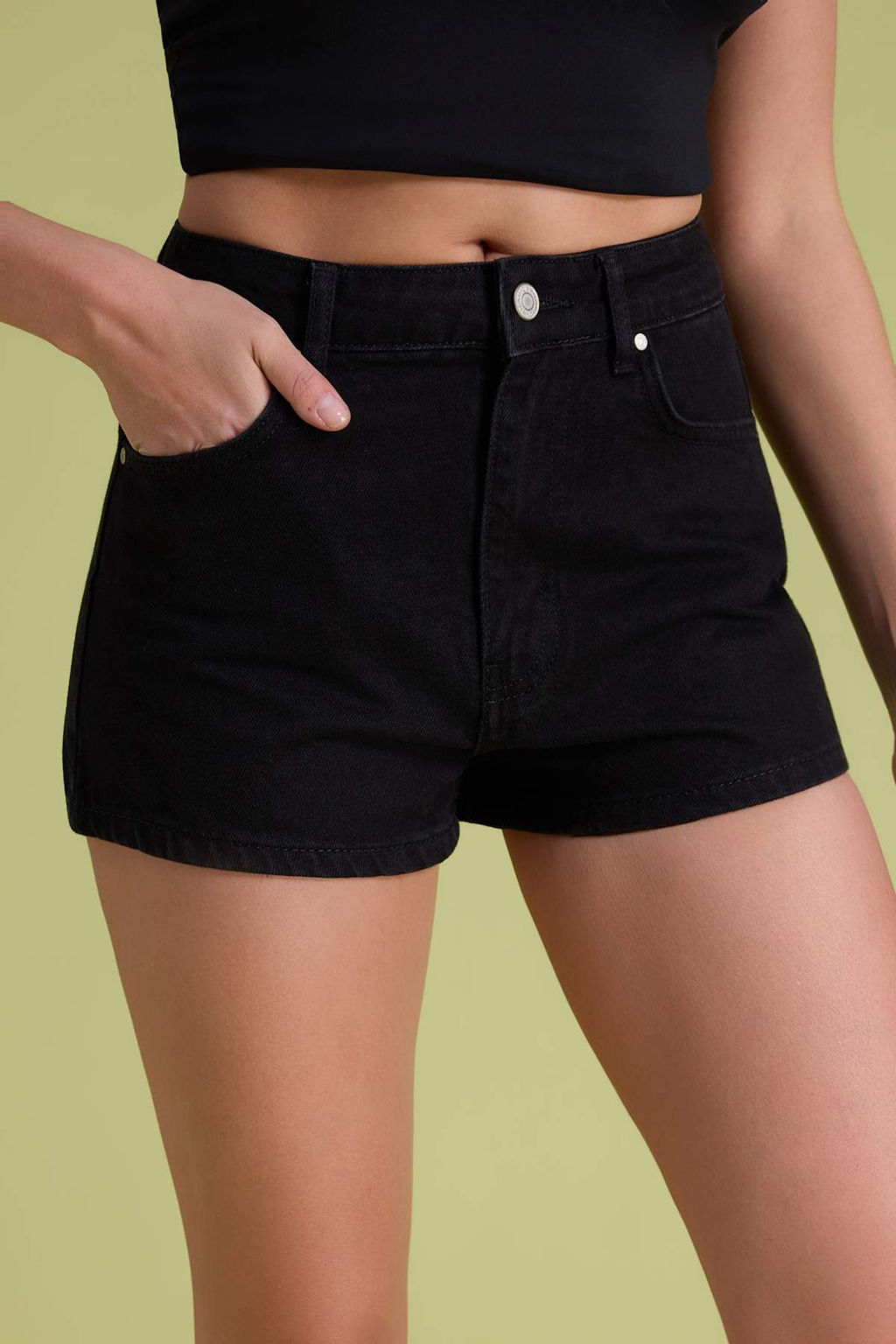 TRENDYOLMILLA Siyah Yuksek Bel Denim Sort TWOSS23SR00312  фото 11