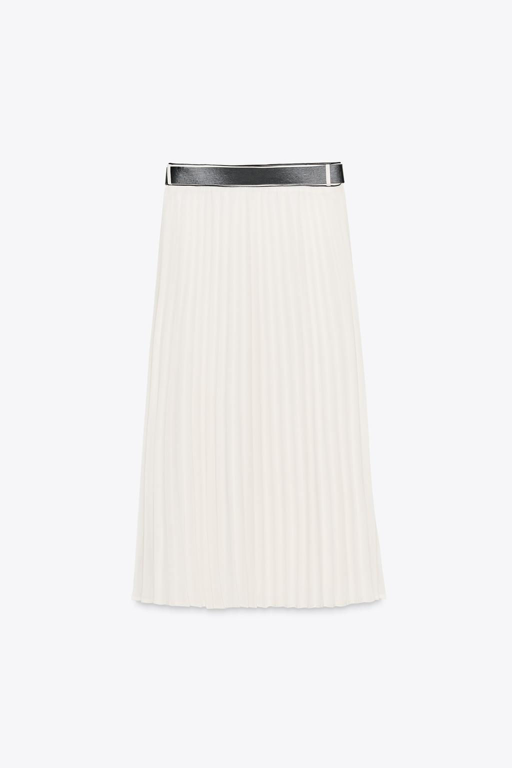 BELTED PLEATED MIDI SKIRT - Zara фото 7