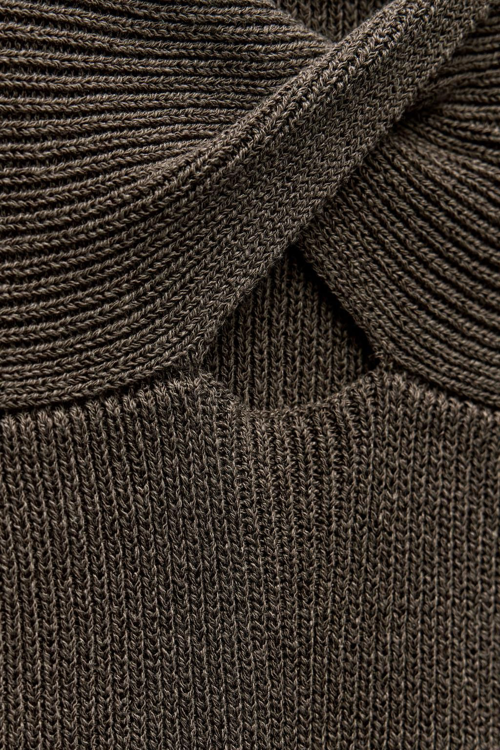 PLAIN LINEN BLEND KNIT TOP WITH KNOT DETAIL - Zara фото 13