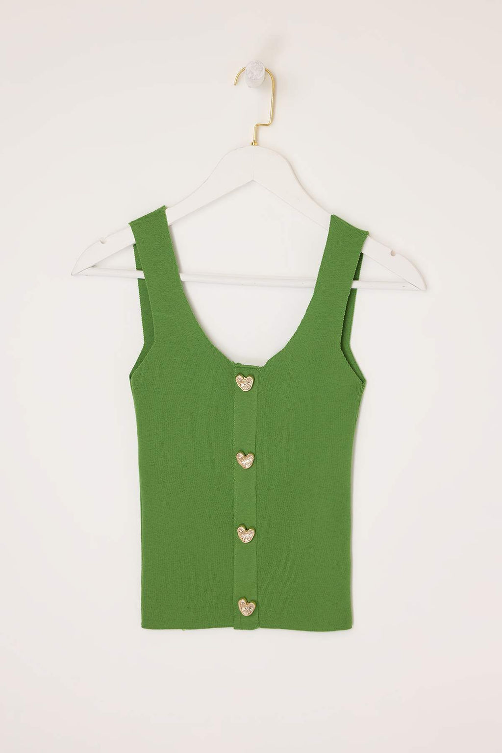 Yag Yesil Kalp Dugme Detayl? Crop Triko Bluz TWOSS26BZ00321 - Trendyolmilla фото 5