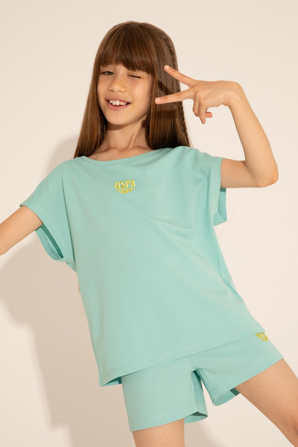 U. S. Polo Assn / Мятная футболка с круглым вырезом для девочек - U.s. polo assn фото 5