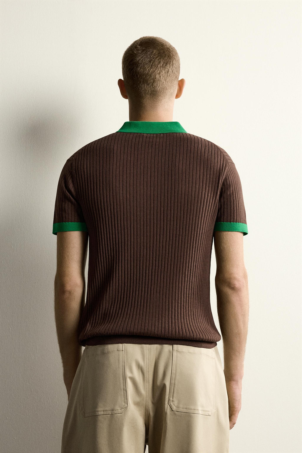 POLO PUNTO COLOR BLOCK CREMALLERA / Marr?n - Zara фото 3