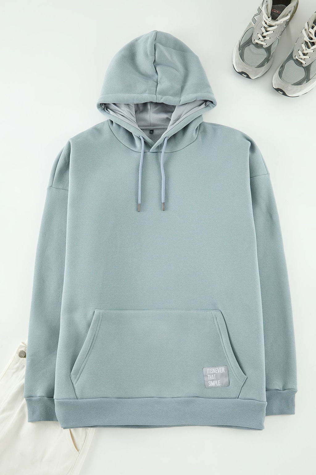 TRENDYOL MAN Antrasit Buyuk Beden Oversize Basic Rahat Kapusonlu Etiketli Ici Polarl? Sweatshirt TMNAW24AO00000 - Trendyolmilla фото 25