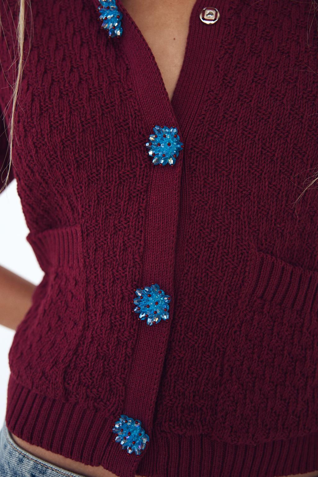 KNIT CARDIGAN WITH GEM BUTTON - Zara фото 3