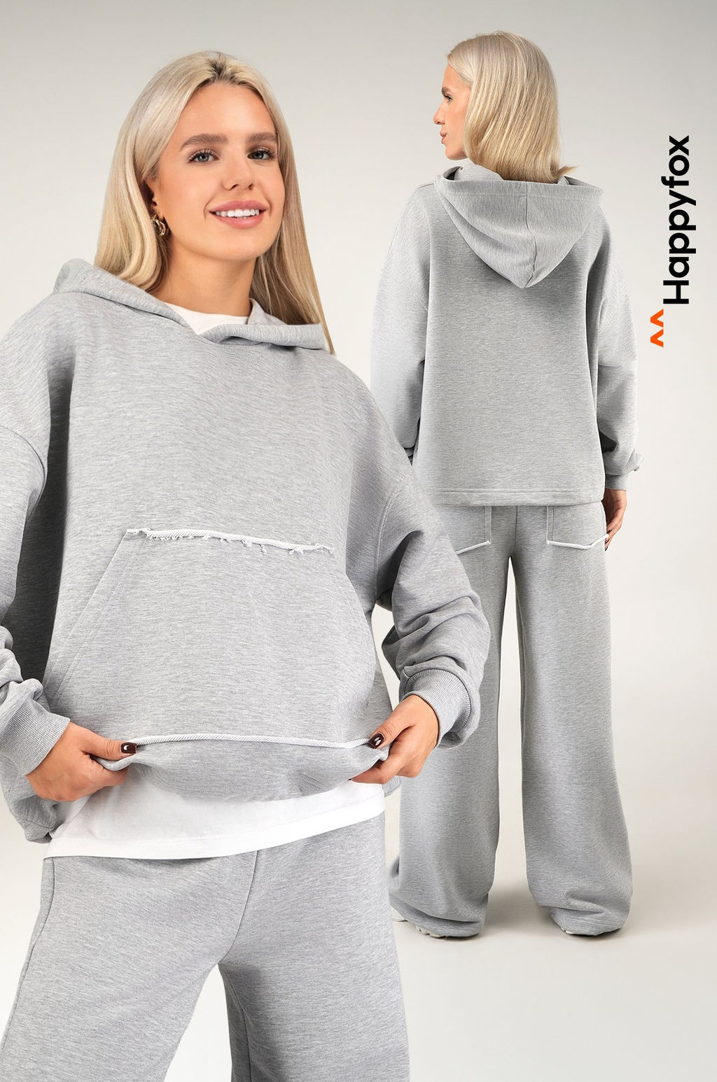 Женский костюм оверсайз из футера Happyfox