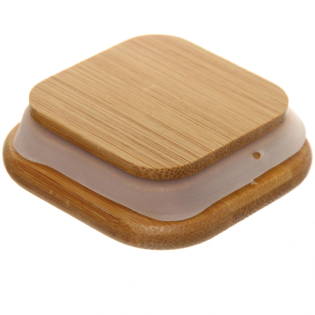 Цена за 2 шт. Банка для продуктов стеклянная 400мл "Хай-Тек" с бамбуковой крышкой, квадратная 6*15см