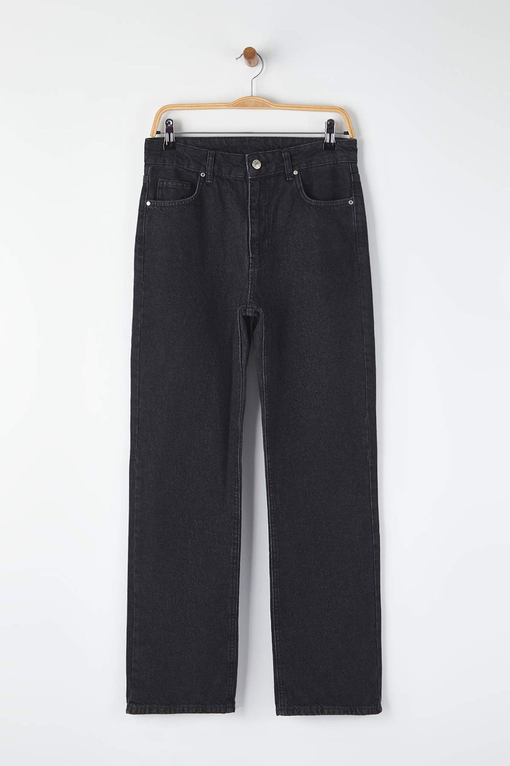 Siyah Yuksek Bel Straight Smoke Jeans TWOAW26JE00158