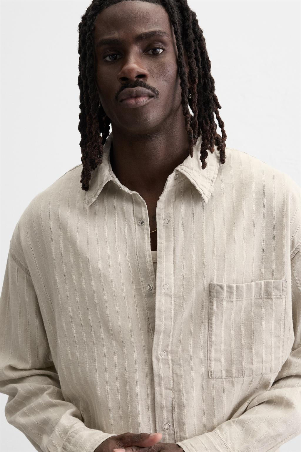 STRIPED DENIM SHIRT - Zara фото 5