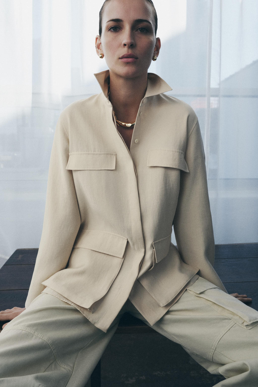 ZW COLLECTION FLOWING SHIRT WITH POCKETS - Zara фото 5