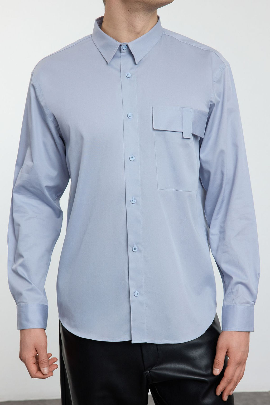 TRENDYOL MAN Limited Edition Gri Oversize Fit Cep Detayl? %100 Pamuk Gomlek TMNAW25GO00019 - Trendyolmilla фото 3
