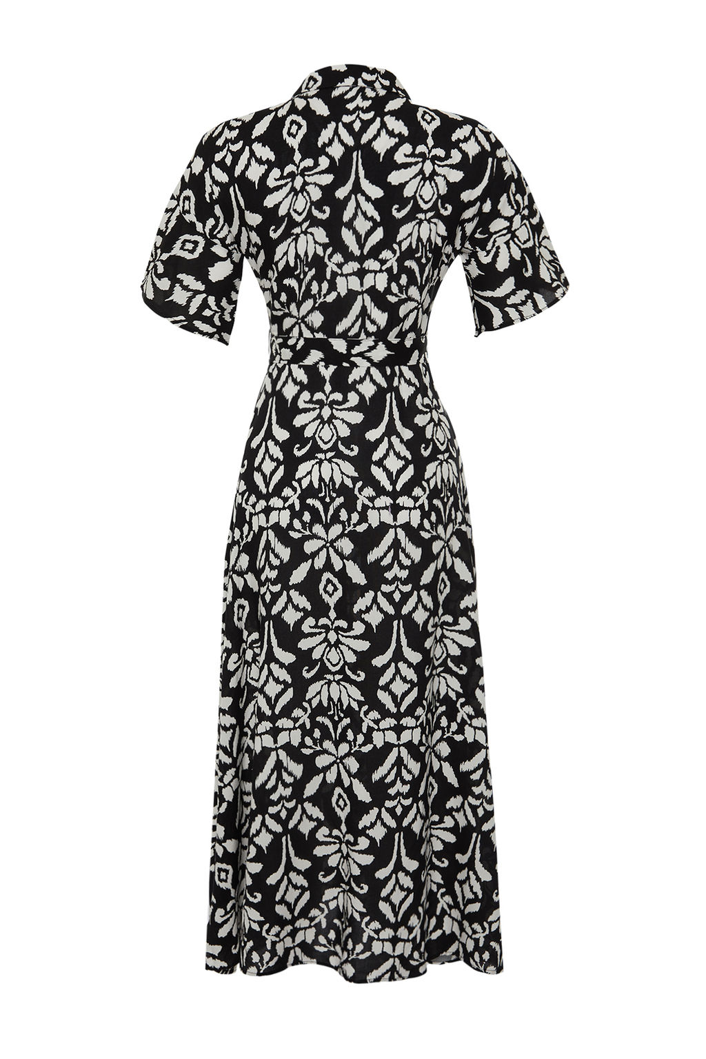 Siyah Kusakl? Y?rtmacl? Cicek Desenli Midi Dokuma Gomlek Elbise TWOSS20EL2822 - Trendyolmilla фото 8