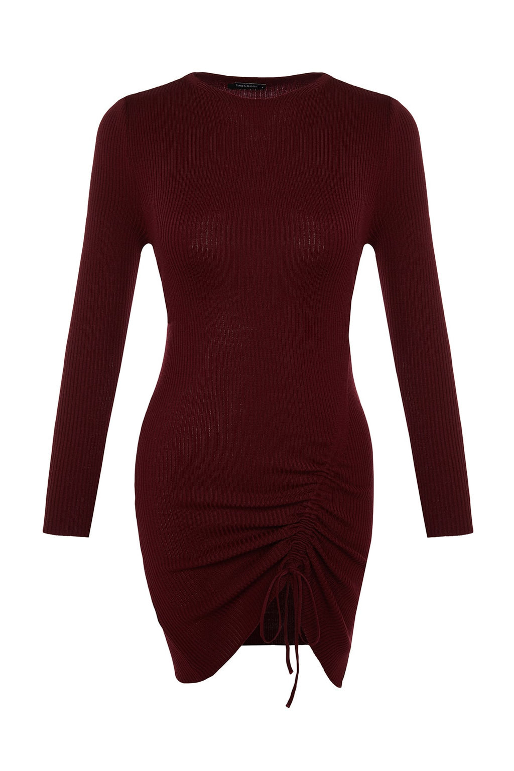 Bordo Mini Triko Buzgu Detayl? Elbise TWOAW23EL00443