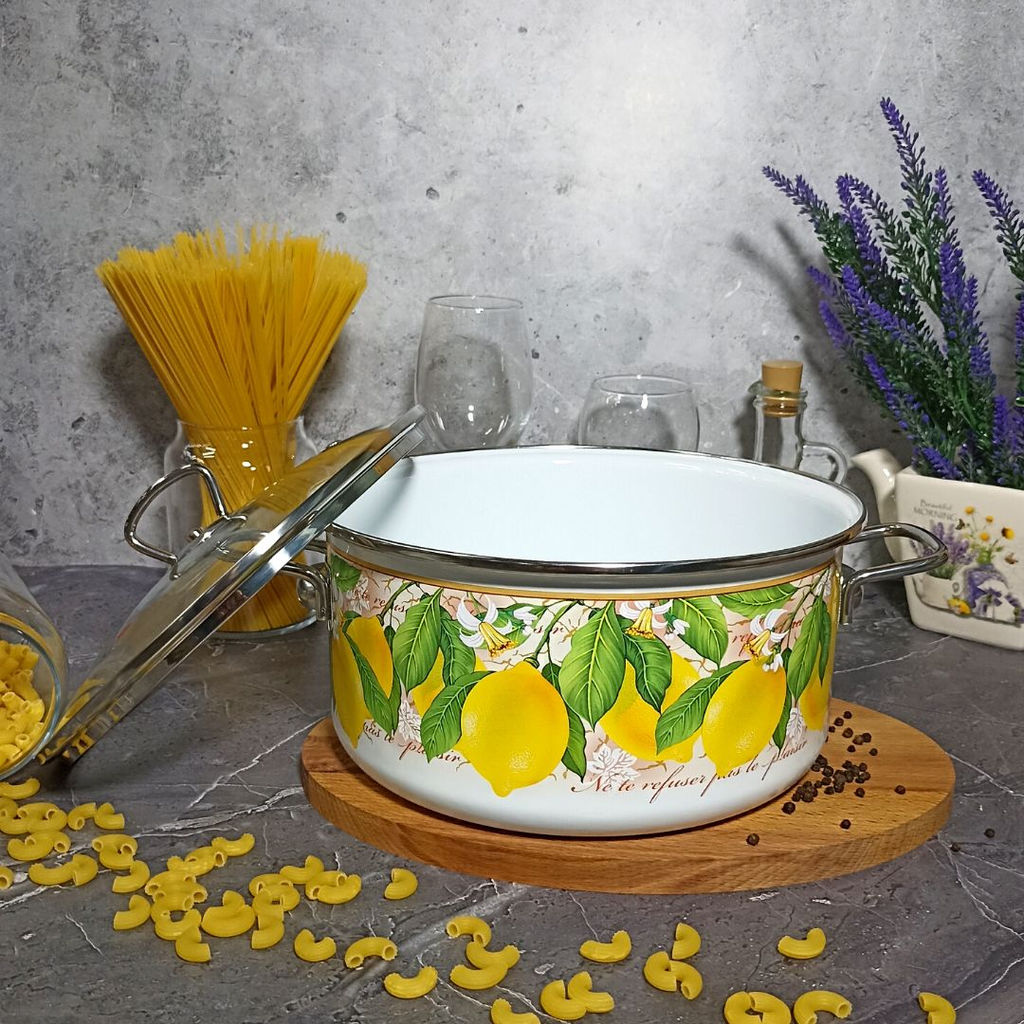 Кастрюля 5,0л цил. Лимон/Limon 1SB245S белосн.