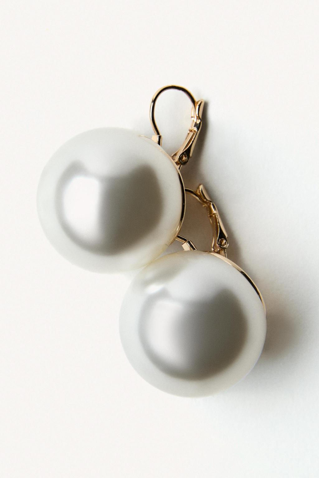 LARGE FAUX PEARL EARRINGS - Zara фото 4