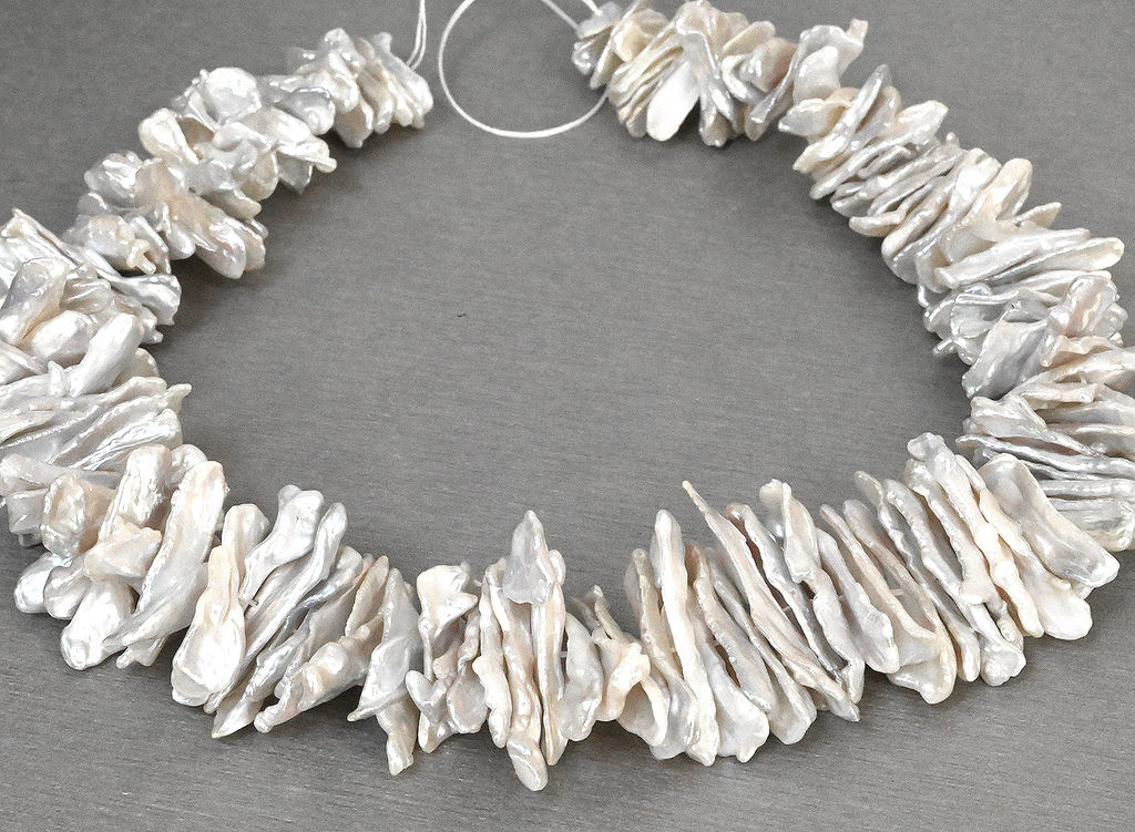 Бусины из жемчуга барокко 35*10мм белый, 41см, 140 бусин Радуга камня