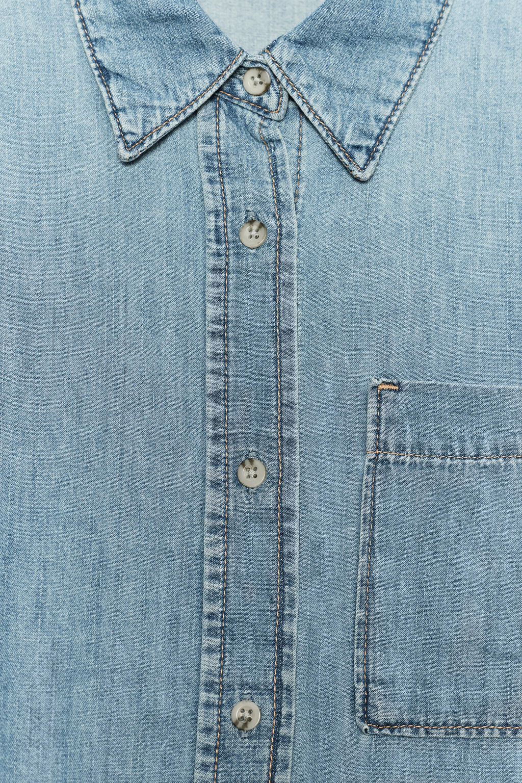 CAMISA DENIM TRF MANGA CORTA / Azul - Zara фото 7