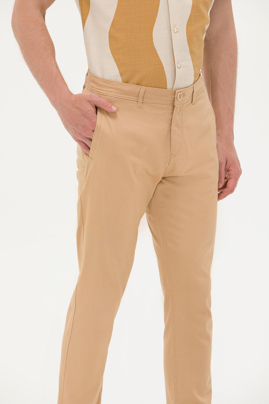 Erkek Carrot Fit Camel Kanvas Pantolon