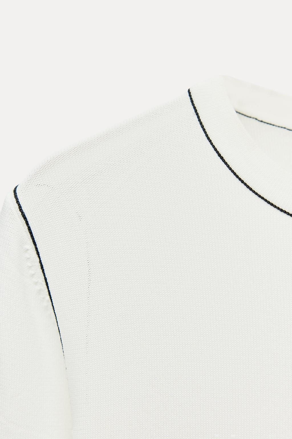 PLAIN KNIT TOP WITH CONTRAST TRIMS - Zara фото 15