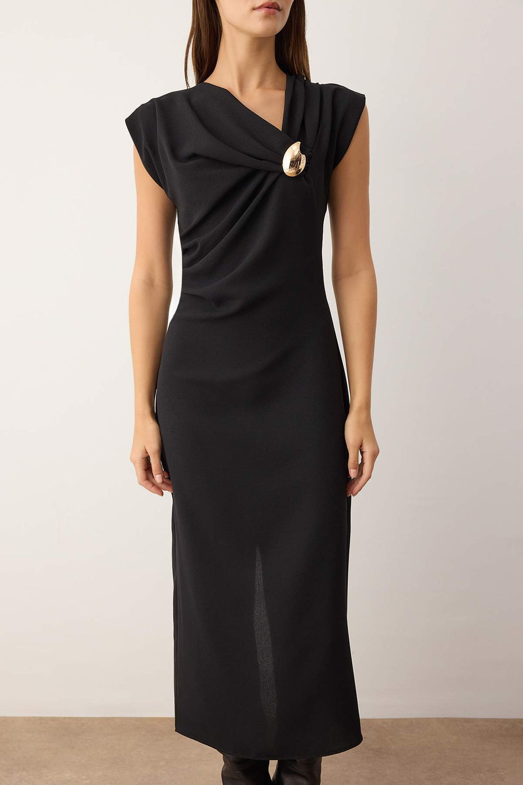 K?rm?z? Duz Aksesuar Detayl? Midi Dokuma Elbise TWOAW26EL00235 - Trendyolmilla фото 7