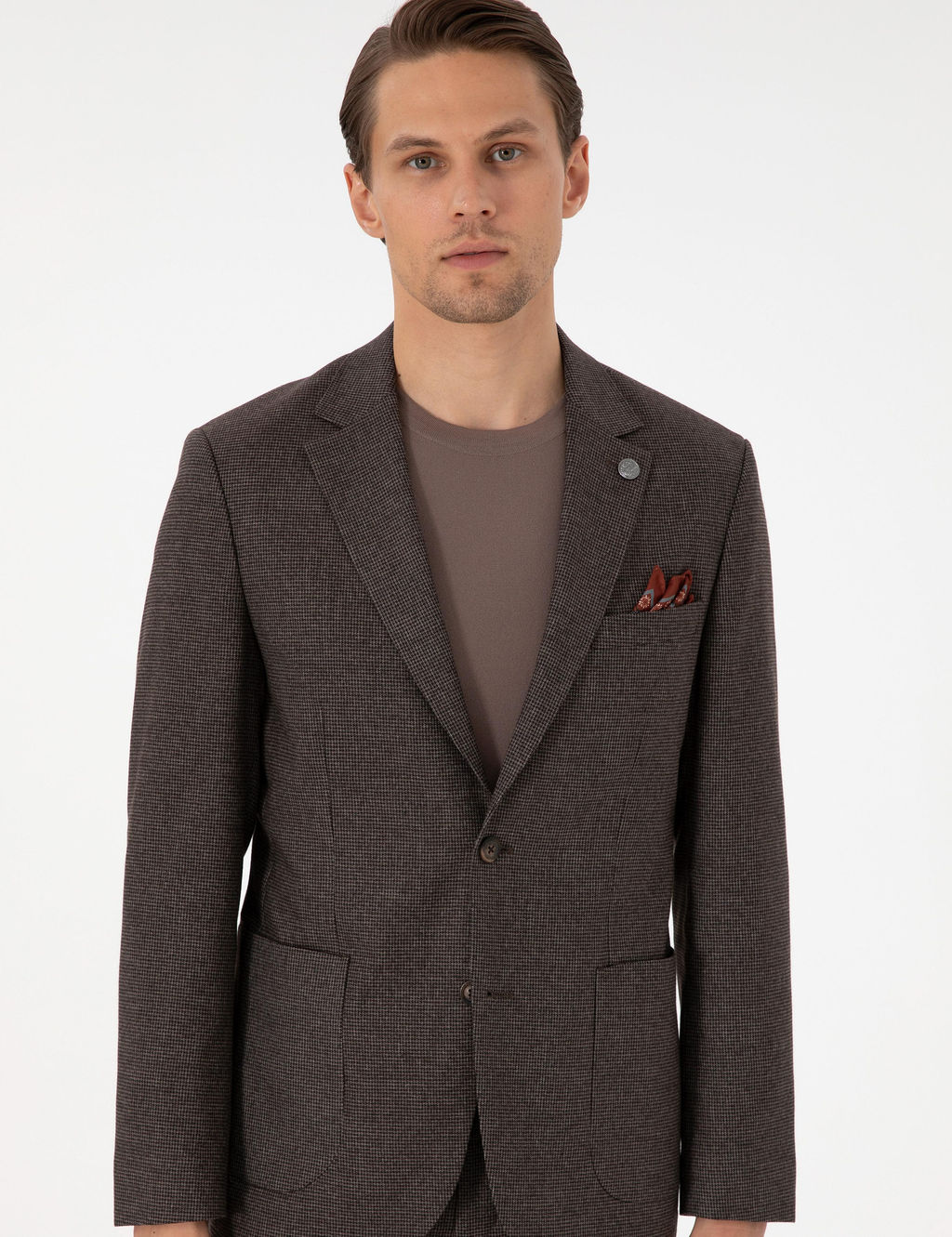 Kahverengi Slim Fit Tak_m Elbise