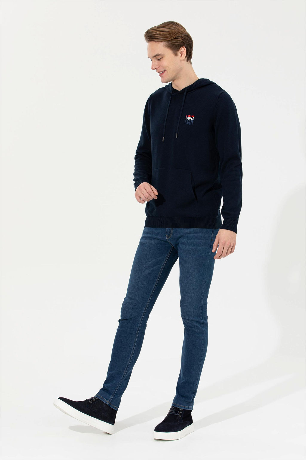 U. S. Polo Assn Мужской темно-синий трикотажный свитер с капюшоном - U.s. polo assn фото 8