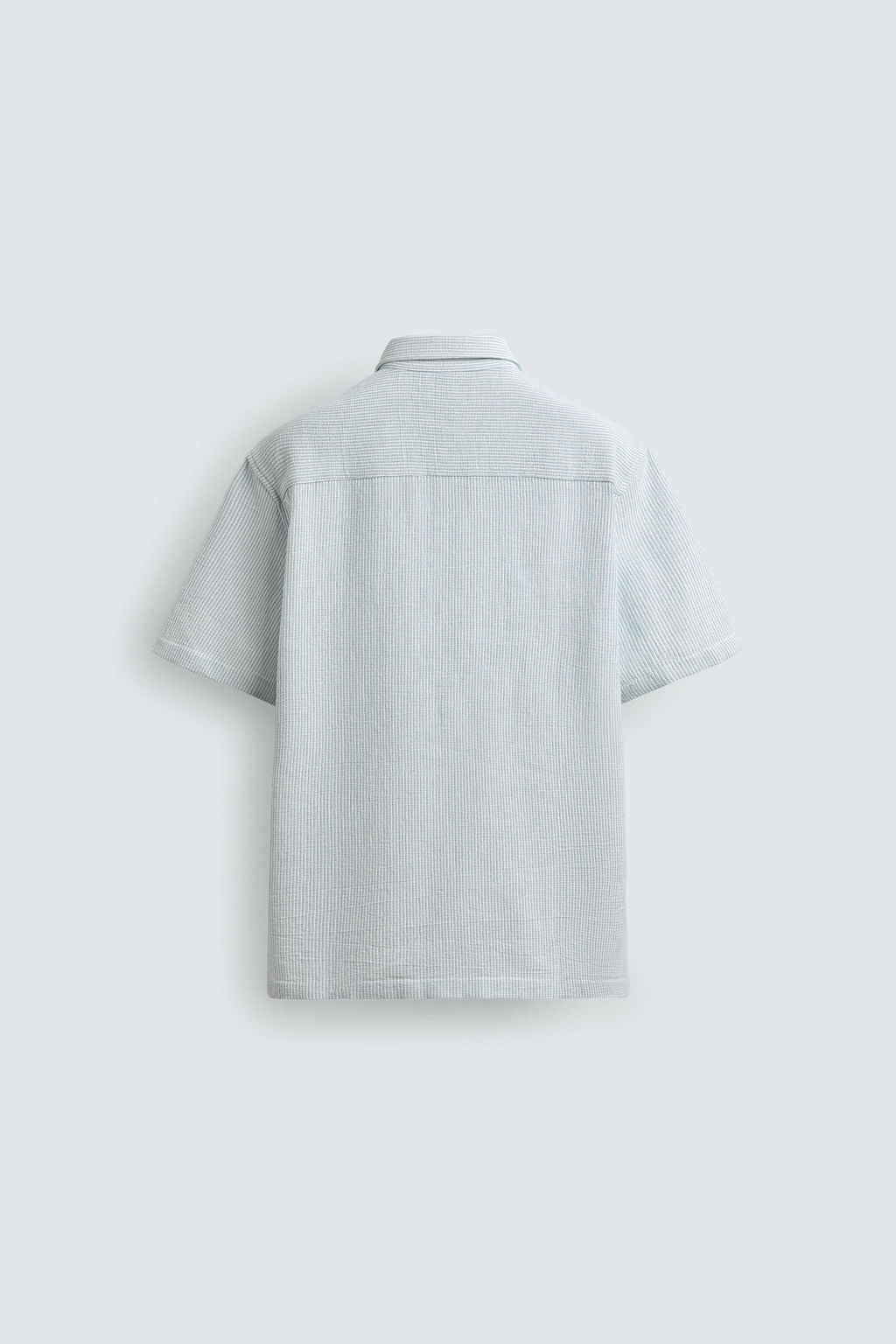 CAMISA REGULAR FIT ESTRUCTURA / Blanco / Celeste - Zara фото 8