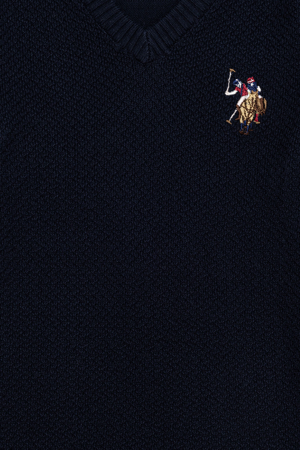 Свитер U.S. Polo Assn трикотажный с круглым вырезом для мальчика тёмно-синий из хлопка  фото 9
