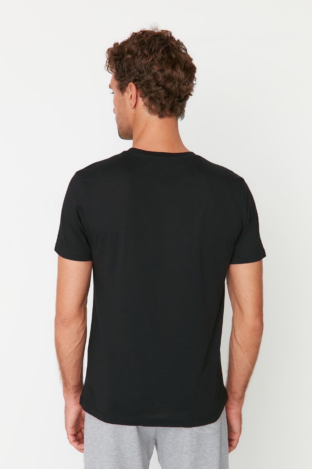 Trendyolmilla Man Antrasit Melanj-Siyah Basic 2li Paket Slim/Dar Kesim Bisiklet Yaka T-Shirt TMNSS19BO0074  фото 6