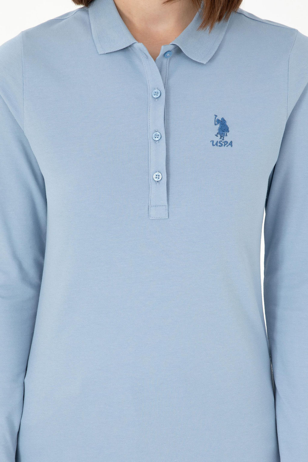 Женский голубой базовый свитшот - U.s. polo assn фото 6