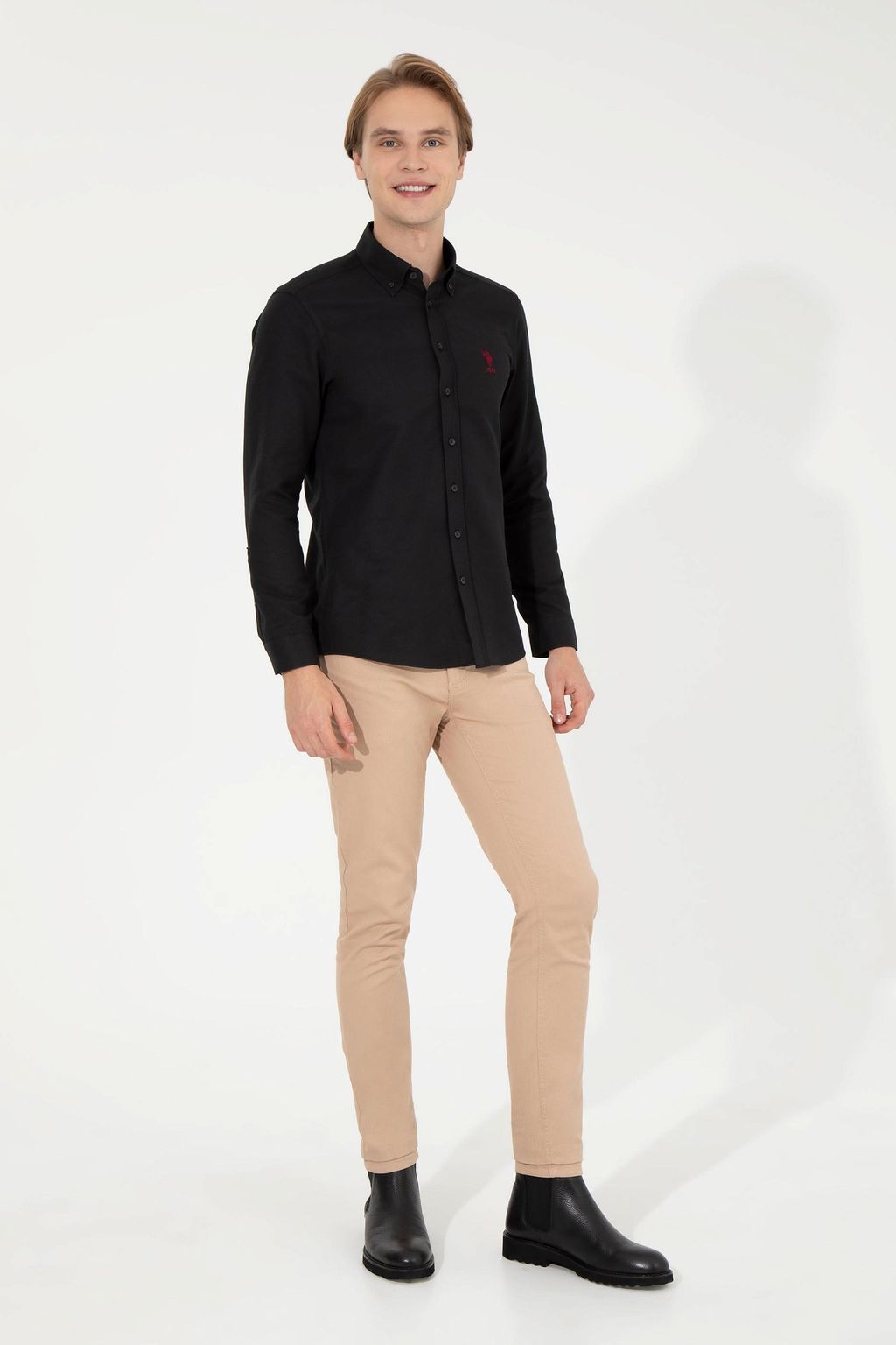U. S. Polo Assn / Рубашка мужская черная Uzunkol Basic - U.s. polo assn фото 4