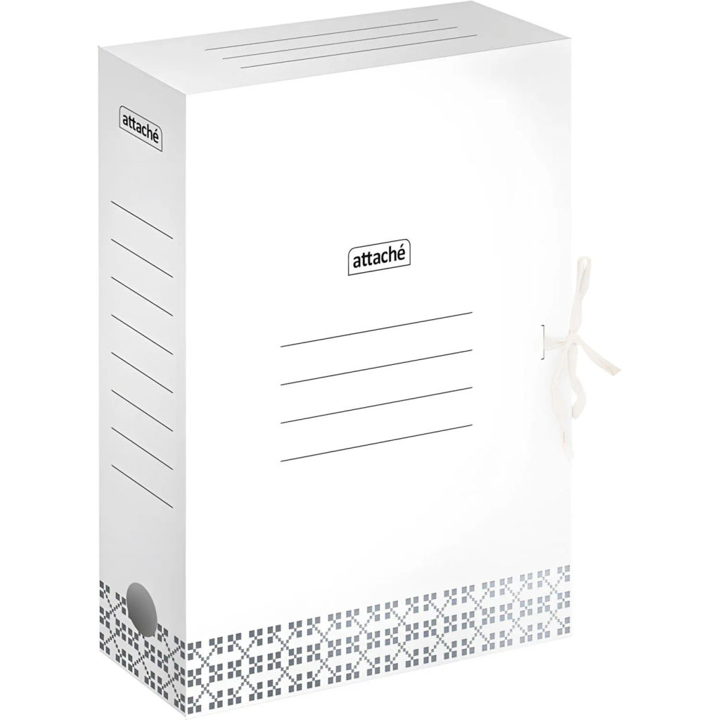 Короб архивный Attache 75мм на завязках серый с узорами