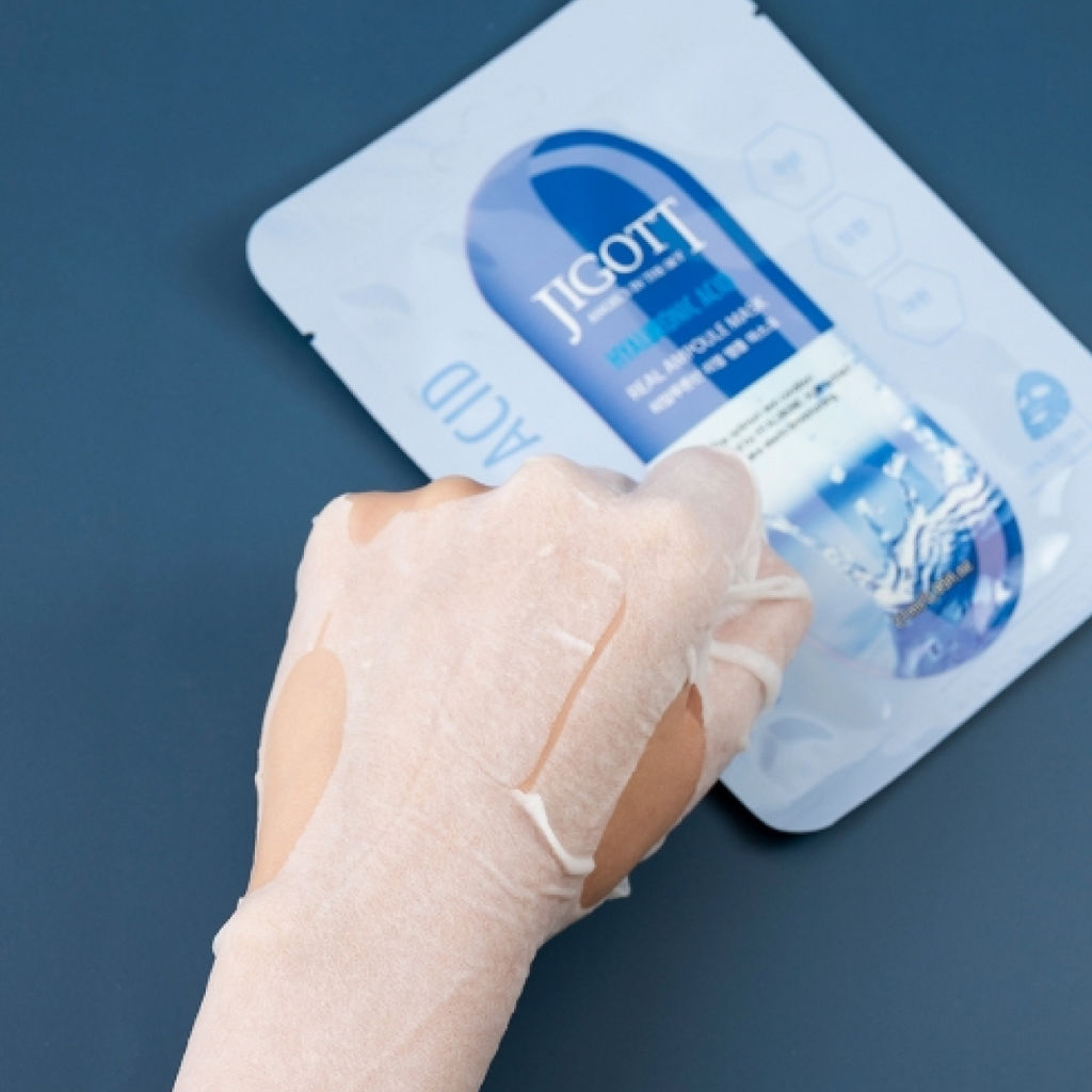 Jigott Ампульная тканевая маска с гиалуроновой кислотой / Hyaluronic Acid Real Ampoule Mask, 27 мл