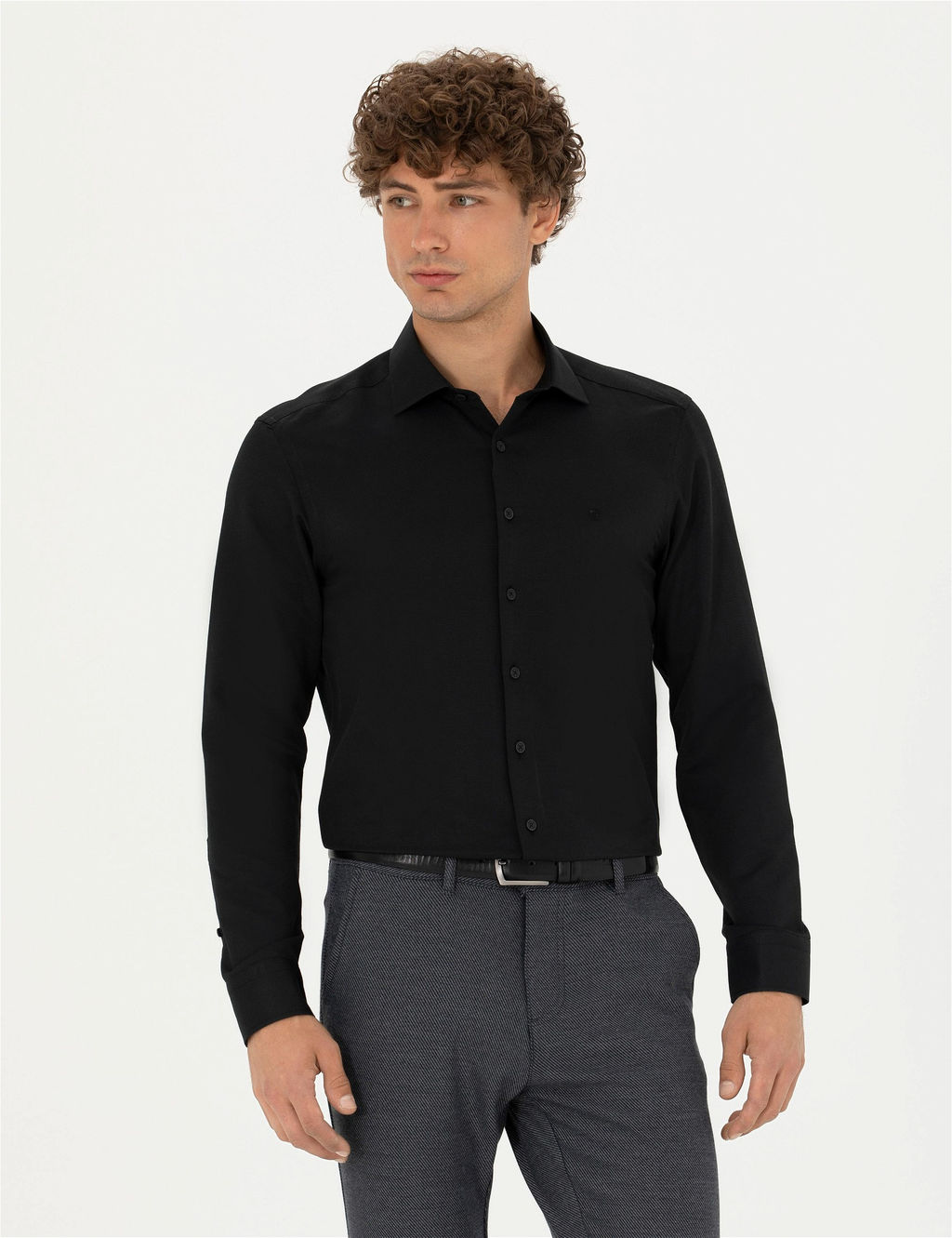 Siyah Slim Fit Uzun Kollu G_mlek - Pierre cardin фото 3